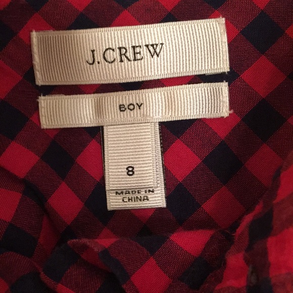 J. Crew red plaid button down shirt size 8 - Picture 5 of 6